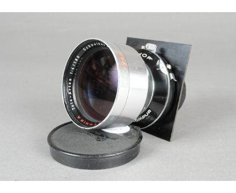 A Schneider-Kreuznach 180mm f/4 Tele-Arton Technika Lens, serial no 7786375, with Linhof Synchro-Compur shutter, shutter stic