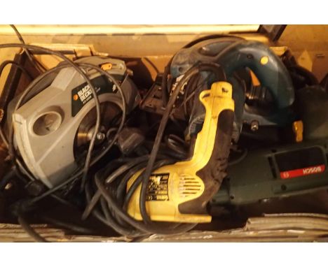 Box of electrical power tools to include Bosch, Dewalt, Makita etc. Not available for in-house P&amp;P, contact Paul O'Hea at