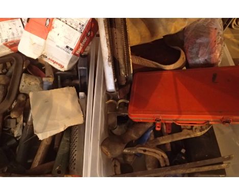 Two boxes of mixed hand tools to include part socket sets. Not available for in-house P&amp;P, contact Paul O'Hea at Mailboxe