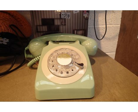 Mint green, GPO746 Retro rotary telephone replica of the 1970s classic, compatible with modern telephone banking and any stan