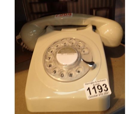 Ivory, GPO746 Retro rotary telephone replica of the 1970s classic, compatible with modern telephone banking and any standard 