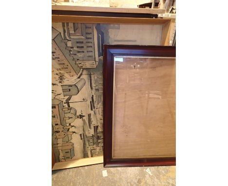 Framed Lowry print and one other glazed frame. Not available for in-house P&amp;P, contact Paul O'Hea at Mailboxes on 01925 6