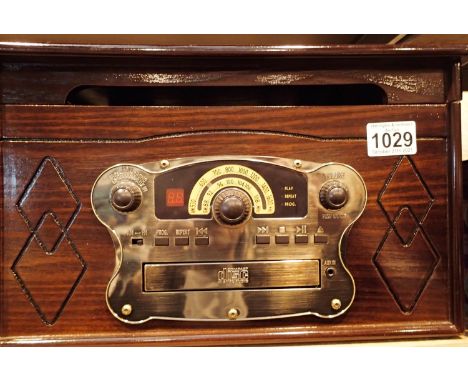 Vintage style music player suitable for radio, records, CDs and cassettes. Not available for in-house P&amp;P, contact Paul O