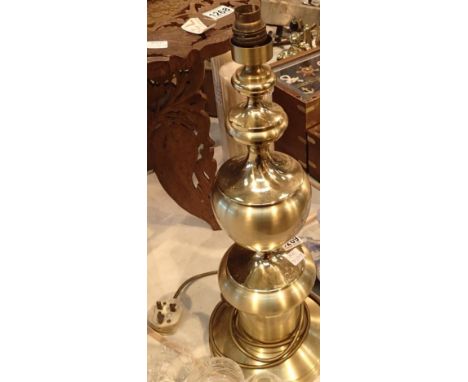 Tall brass effect table lamp, H: 50 cm. Not available for in-house P&amp;P, contact Paul O'Hea at Mailboxes on 01925 659133 