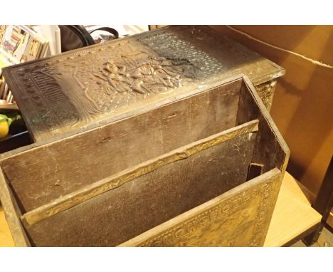 Large vintage brass coal bucket and a similar magazine rack. Not available for in-house P&amp;P, contact Paul O'Hea at Mailbo