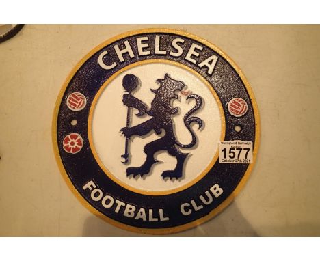 Cast iron Chelsea football club badge wall plaque, D: 24 cm. P&amp;P Group 2 (£18+VAT for the first lot and £3+VAT for subseq