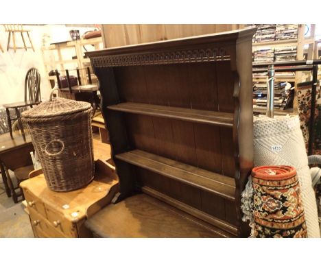 Vintage oak cottage style Welsh dresser, 90 x 45 cm. Not available for in-house P&amp;P, contact Paul O'Hea at Mailboxes on 0