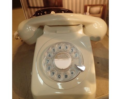 Ivory, GPO746 Retro rotary telephone replica of the 1970s classic, compatible with modern telephone banking and any standard 