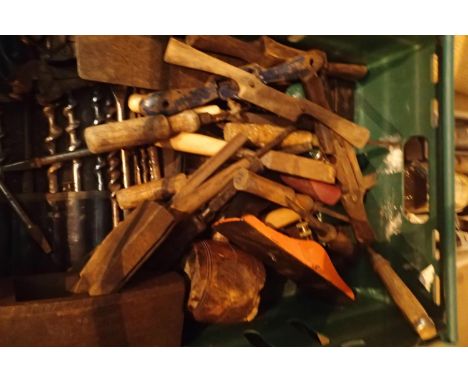 Box of mixed joiners tools to include wood chisels, planes, brace bits. Not available for in-house P&amp;P, contact Paul O'He