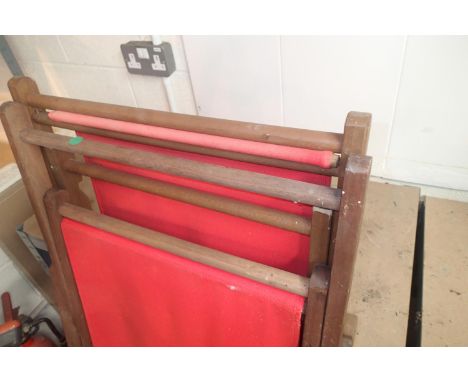 Two vintage folding canvas deckchairs. Not available for in-house P&amp;P, contact Paul O'Hea at Mailboxes on 01925 659133 