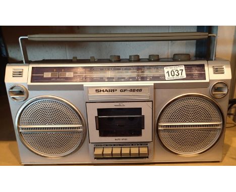 Sharp GF-4646 retro radio cassette radio, working at lotting but tape runs slowly. Not available for in-house P&P, contact Pa