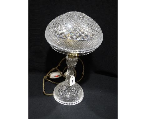 A Circular Based Cut Glass "Mushroom" Table Lamp