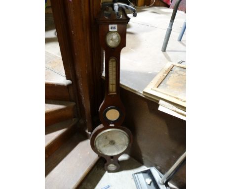 A 19th Century Mahogany Framed Wall Barometer With Circular Silvered Dial
