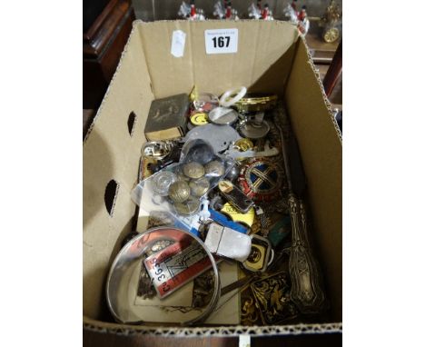 A Box Of Mixed Collectables To Include Buttons, Button Hooks Etc