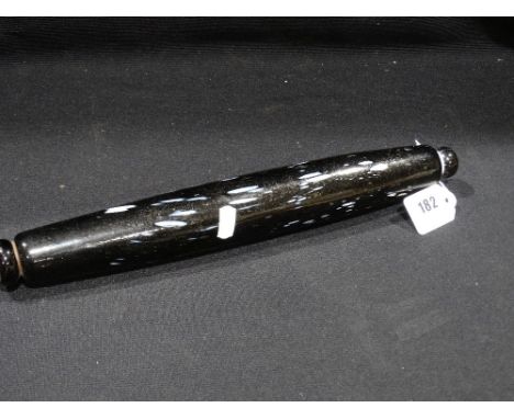 A 19th Century Blue Splatter Glass Rolling Pin, 14" Long