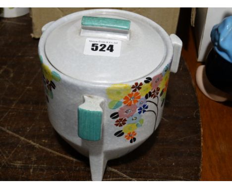 An Art Deco Period Carltonware, Three Footed Biscuit Box & Cover With Stylised Floral Design