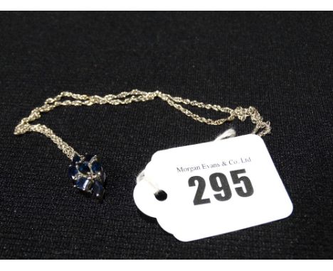 A 14ct White Gold &amp; Sapphire Set Pendant On A 9ct White Gold Chain