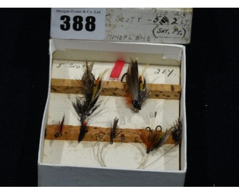 A Collection Of Approx 10 Vintage Fishing Flies, Within A Hardy Brothers Box