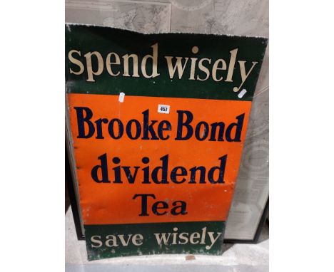 A Tin & Enamel Advertising Sign For Brooke Bond Dividend Tea, 29 X 19"