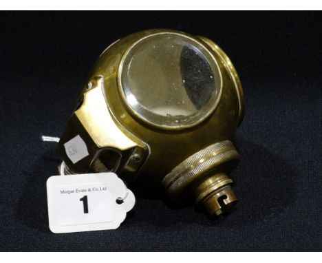 A Brass Encased Vintage C.A.V. Motor Car Side Lamp With Red Tail Lens