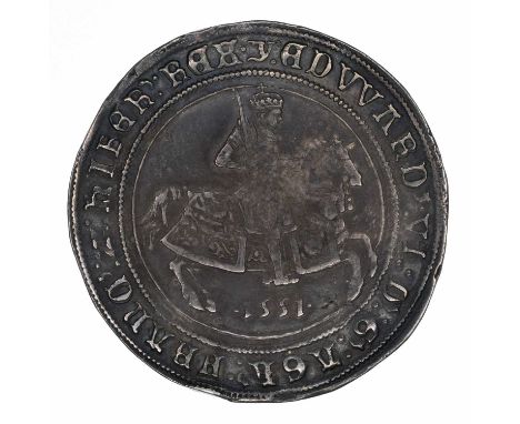 King Edward VI, Crown, 1551, King on horseback with date below horse R. Shield on cross, mm. y (Southwark), fine silver issue