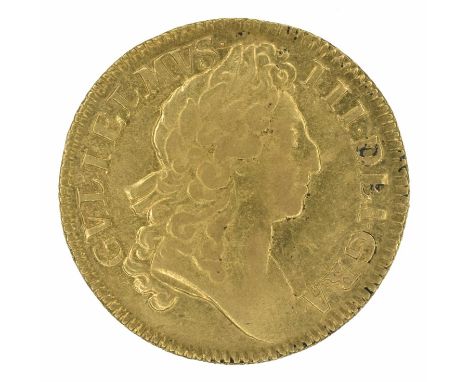 King William III, Guinea, 1700, Second laureate bust r. R. Crowned cruciform shields, sceptres in angles, gold, weight 8.3g, 