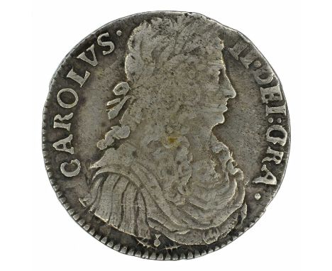 Scotland, King Charles II, Merk, 1671, Bust r., thistle below R. Cruciform shields, crowned interlinked Cs in angles, silver,