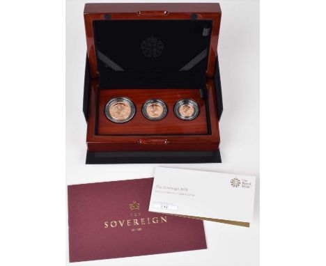 Elizabeth II, United Kingdom, 2018, Premium Three-Coin Gold Proof Set, Royal Mint, to include 2018 gold proof Double-Sovereig