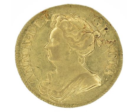 Queen Anne, Post Union with Scotland (1707-14), Guinea, 1714, Third draped bust l. R. Crowned cruciform shields, sceptres in 