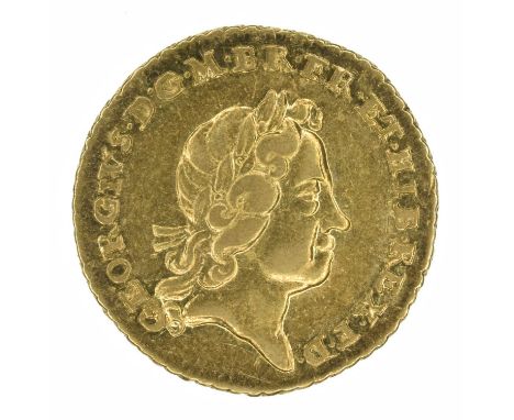 King George I, Quarter-Guinea, 1718, Laureate head r. R. Crowned cruciform shields, sceptres in angles, gold, weight 2.1g, S.