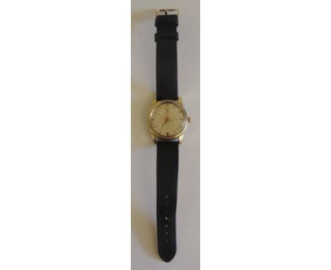 A gents "OMEGA SEAMASTER, AUTOMATIC" wristwatch, with Arabic Quarter and line numerals, gilt and luminous hands with centre s
