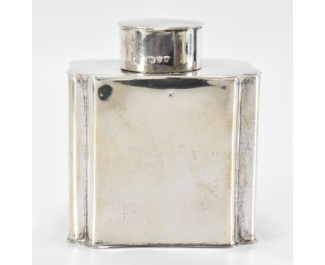 A 19th Century Victorian silver hallmarked tea caddy of canted rectangular form The caddy having a round lid to the top. Hall