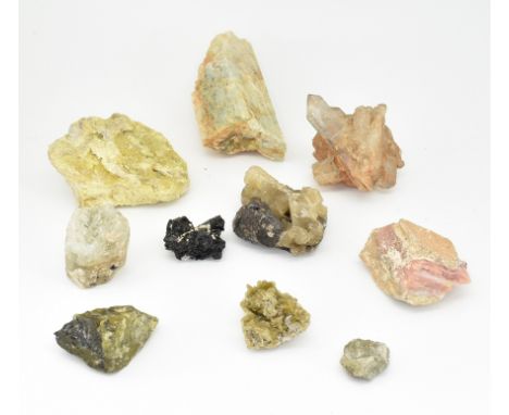 MINERAL SPECIMENS. A collection of mineral&nbsp; and crystal specimens to include&nbsp; Opal, Beryl, Schorl Tourmaline with c