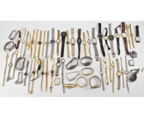 A large collection of vintage ladies and gents wrist watches to include the makers Lorus, Avia, Sekonda, Sequel, Casio, Const