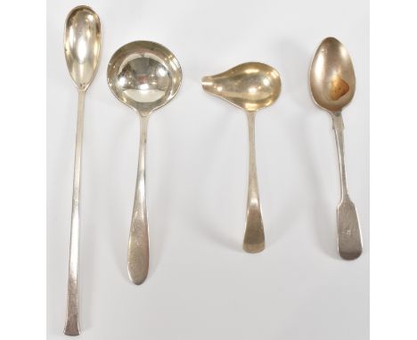 A collection of silver table / flat ware to include a silver hallmarked cocktail spoon London, sponsors mark LGD, 19th centur