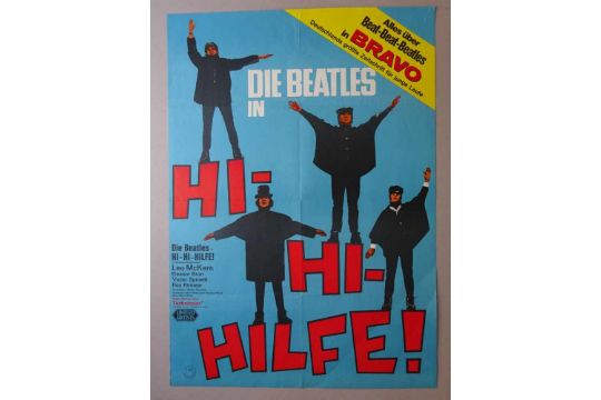 Hi Hi Hilfe Beatles Ganzer Film Deutsch Plakate.-Die Beatles in Hi- Hi Hilfe!. Farbiges Offset-Filmplakat von