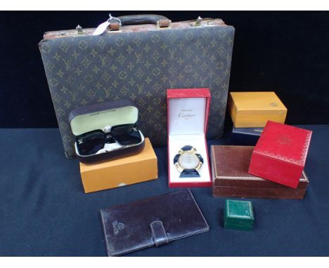 TWO 'PANTHERE DE CARTIER' PERFUME BOTTLES (boxed) a briefcase, sunglasses and various cases/boxes