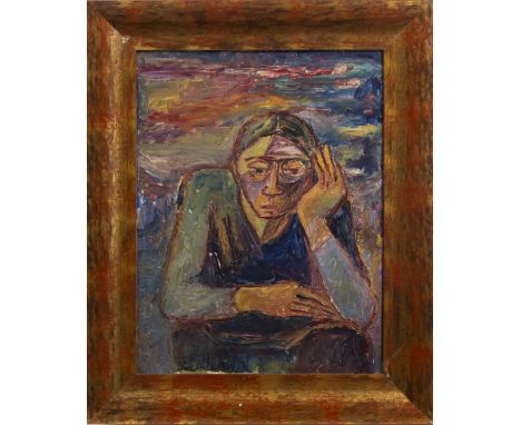 * HILDA GOLDWAG (AUSTRIAN 1912 - 2008), SELF PORTRAIT oil on board, signed 60cm x 45cm Framed