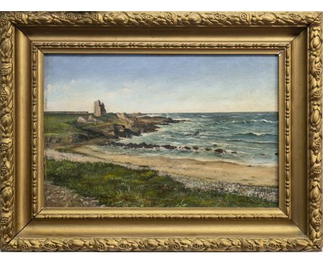 R KEYSER (20TH CENTURY), COASTAL SCENE WITH CASTLE oil on canvas, signed and dated 1923 30cm x 46cm Framed and under glass