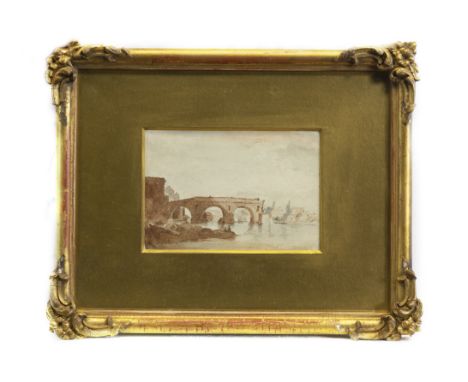 WILLIAM MARLOW (BRITISH 1740 - 1813), PONTE ROTTO, ROME watercolour and sepia wash sketch on paper, signed with initials 10.5