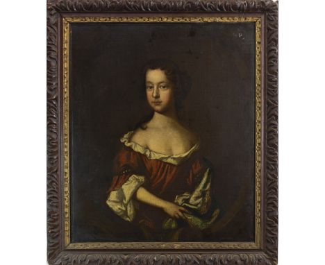 CIRCLE OF PETER LELY (DUTCH 1618 - 1680), PORTRAIT OF A YOUNG LADY oil on canvas 75cm x 64cm Framed