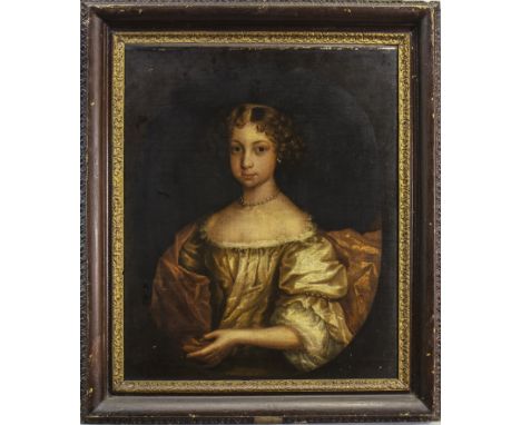 CIRCLE OF PETER LELY (DUTCH 1618 - 1680), PORTRAIT OF A LADY oil on canvas 75cm x 62cm Framed