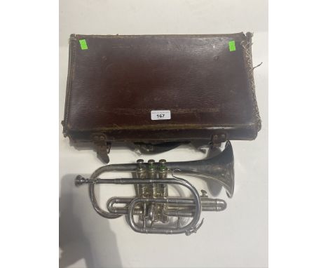 A Vintage Besson &amp; Co 'Class A Zephyr' cornet in leather case 
