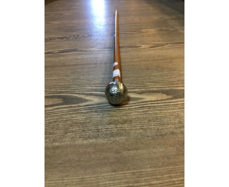 A swagger stick with nickel head, marked 'EGYPT DORSETSHIRE' 