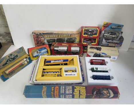 A box of boxed vintage diecast models to include, Matchbox, EFE, Corgi and burago etc. 