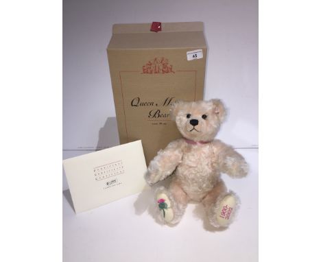 A Steiff Club Limited Edition bear - Queen Mother Bear, rose, 38cm. Bear  exclusive to the Guild of Specialist Glass and Chin