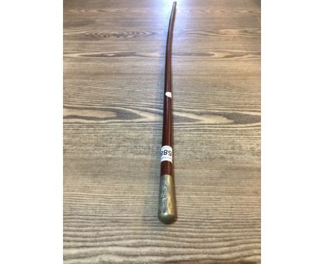 A swagger stick with nickel head, marked 'THE MANCHESTER REGT.' 