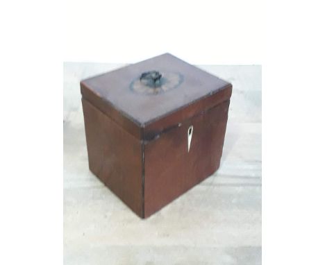 A Georgian mixed wood tea caddy. 