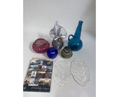 A box of vintage art glass inc, Mdina, Glasform, Norweigian, etc. 
