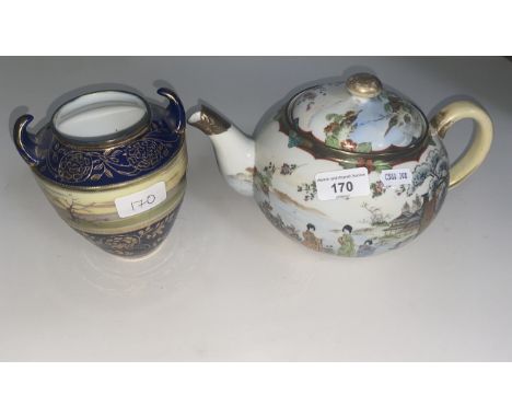 A large vintage Japanese Noritake teapot &amp; vase 